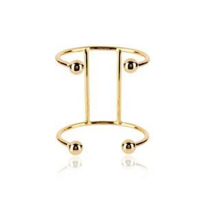 Luv Aj The Double Barbell 14K Gold Cuff Bracelet
